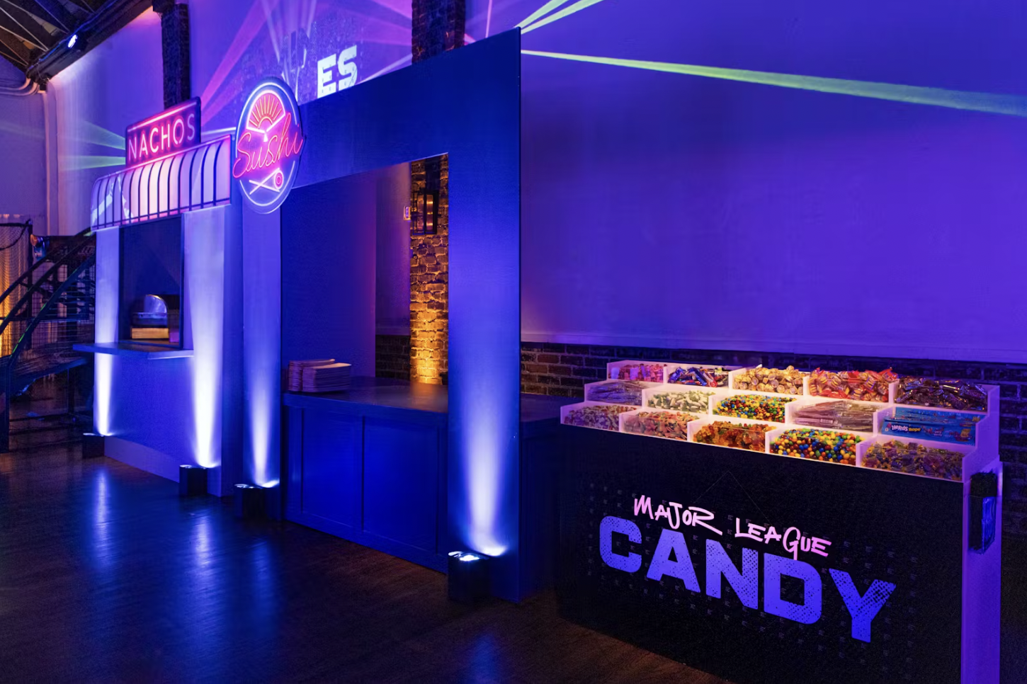 Baseball Bar Mitzvah Theme Food Stations at Candela La Brea